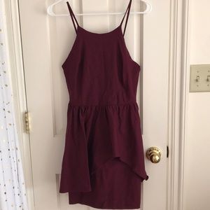 Maroon asymmetrical low back cocktail dress